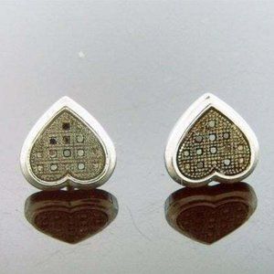 Ladies 925 Silver 0.15ct Genuine Diamonds Love Earrings